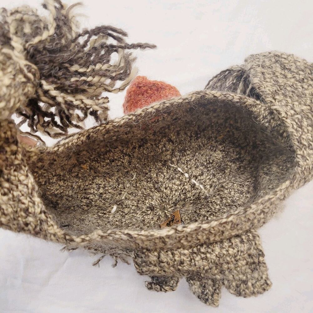 Peruvian Trading Company Hat Knit Owl Ear Flap Pom Pom Handmade Peru Cozy New - Picture 9 of 12